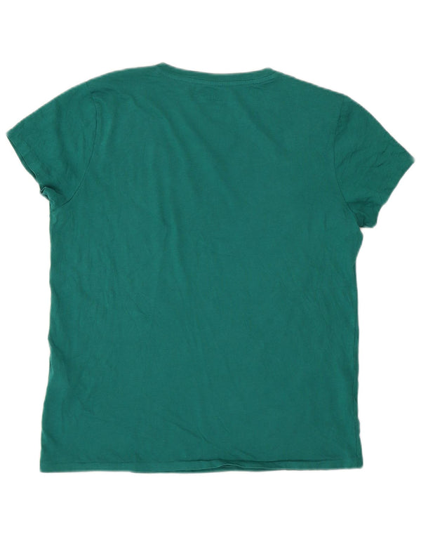 Polo Ralph Lauren Damen T-Shirt Top UK 12 Mittelgrüne Baumwolle