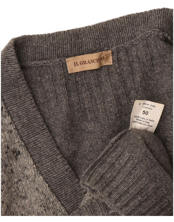 Il Granchio Mens Cardigan Sweater IT 50 Medium Grey Flecked Wool