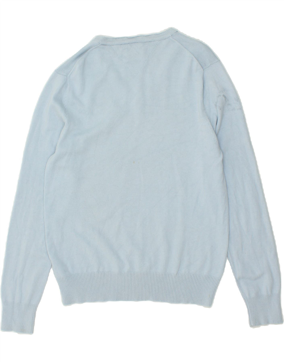 TOMMY HILFIGER Mens V-Neck Jumper Sweater Medium Blue Cotton Vintage Tommy Hilfiger and Second-Hand Tommy Hilfiger from Messina Hembry 