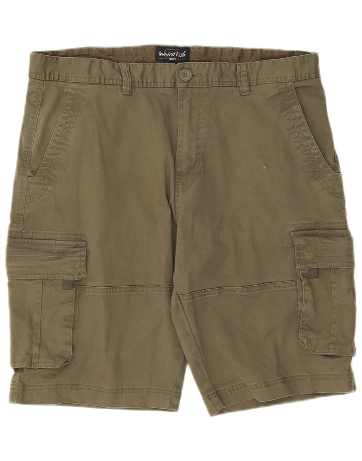 Weird Fish Mens Cargo Shorts W38 XL Khaki Cotton