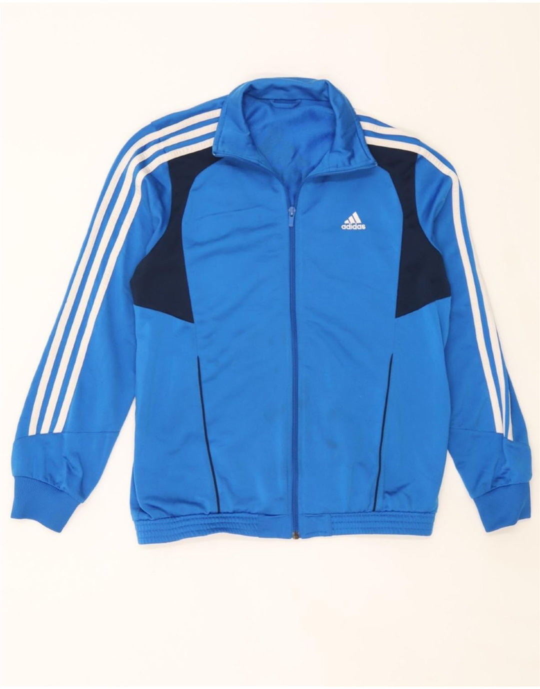 ADIDAS Womens Graphic Tracksuit Top Jacket UK 14 Medium Blue Colourblock Vintage Adidas and Second-Hand Adidas from Messina Hembry 