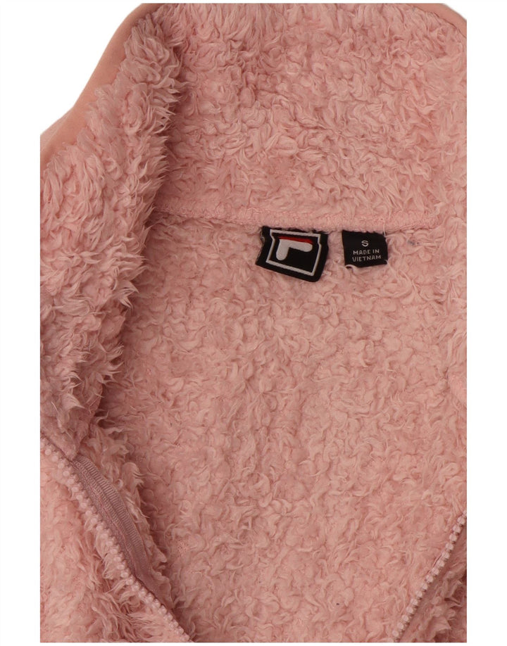 FILA Womens Oversized Fleece Jacket UK 10 Small Pink Polyester