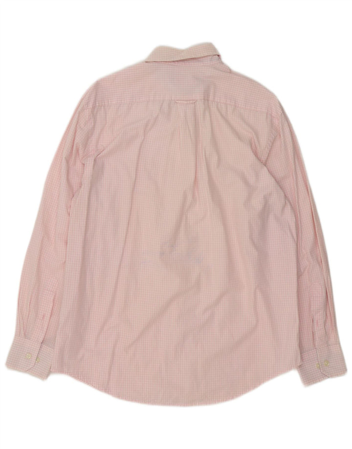 Izod Mens Shirt Medium Pink Gingham Cotton