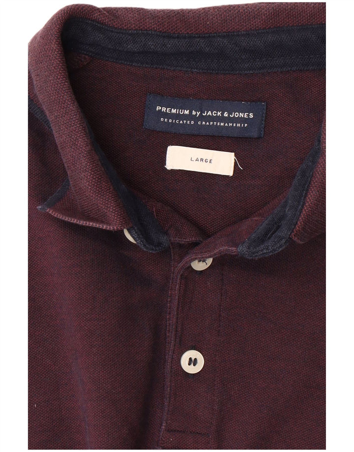 JACK & JONES Mens Polo Shirt Large Burgundy