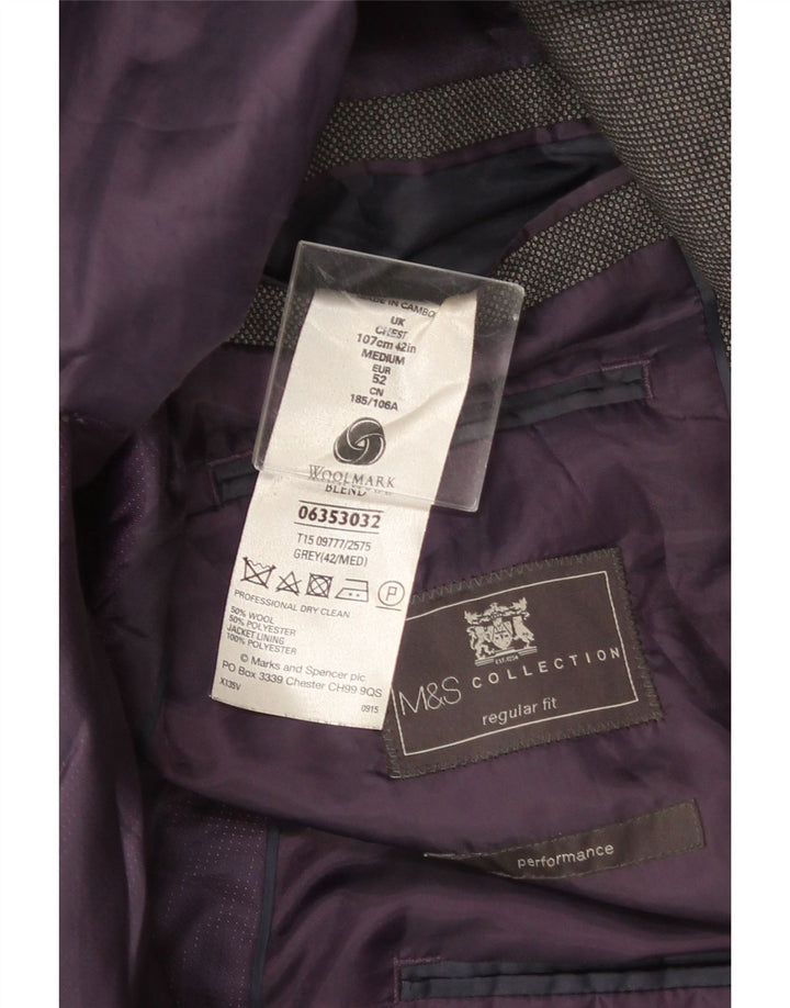 Marks & Spencer Veste blazer coupe régulière à 2 boutons pour homme UK 42 Large Gris