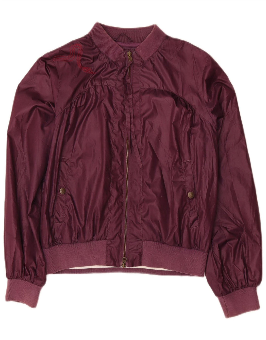 Lee Kvinder grafisk bomberjakke UK 14 Medium Burgundy Polyester