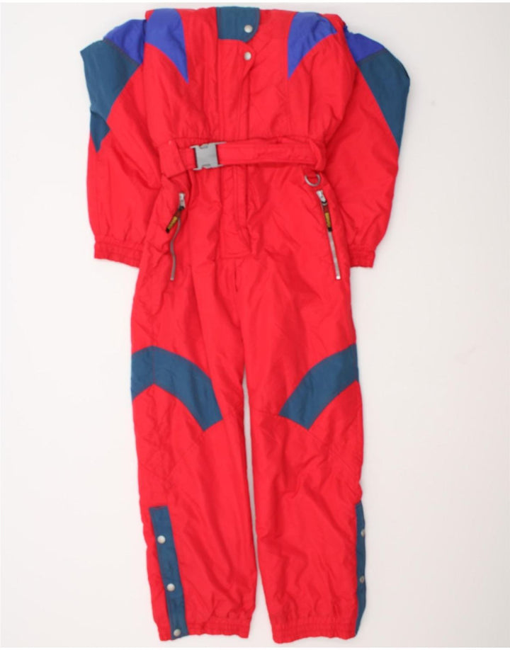Brugi Womens Hooded Ski Jumpsuit IT 44 Medium  Red Colourblock Polyamide