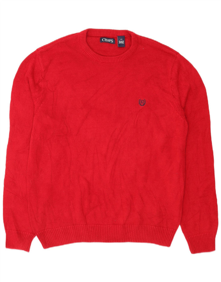 Chaps Mens Crew Neck Jumper Sweater Large Red Cotton