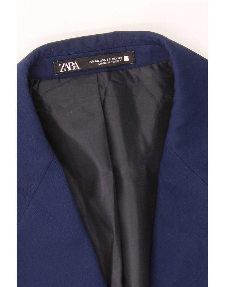 Jaqueta blazer masculina Zara com 2 botões UE 48 médio azul marinho