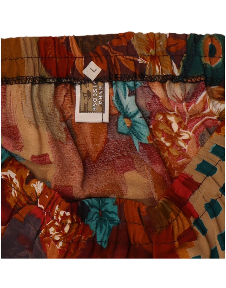 Vintage Womens Flared Skirt Large W34  Multicoloured Patchwork Viscose