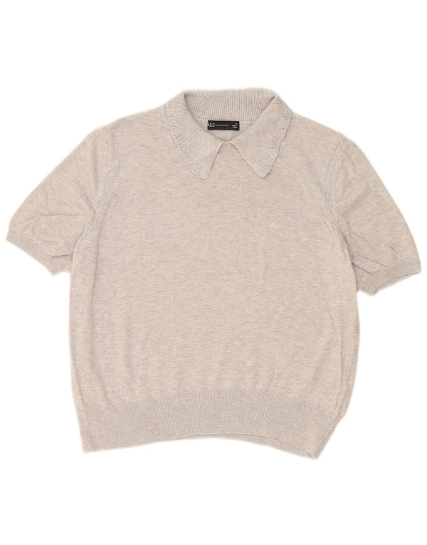 Marks & Spencer Womens Polo Neck Jumper Sweater UK 14 Large Grey Flecked