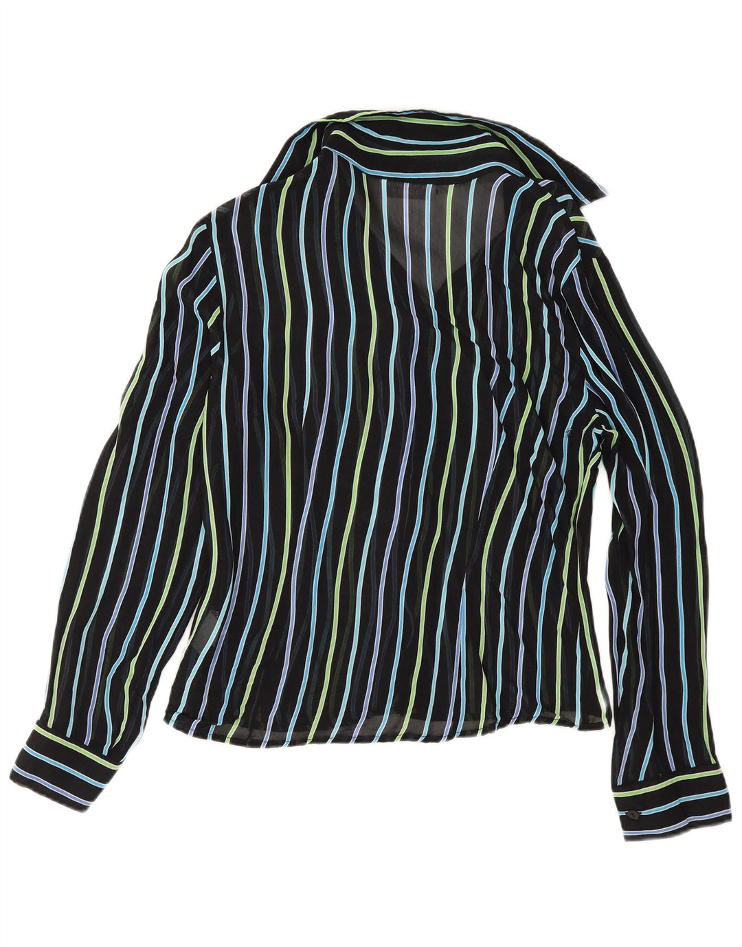 Vintage Womens See Through Shirt Blouse IT 42 Medium Black Striped
