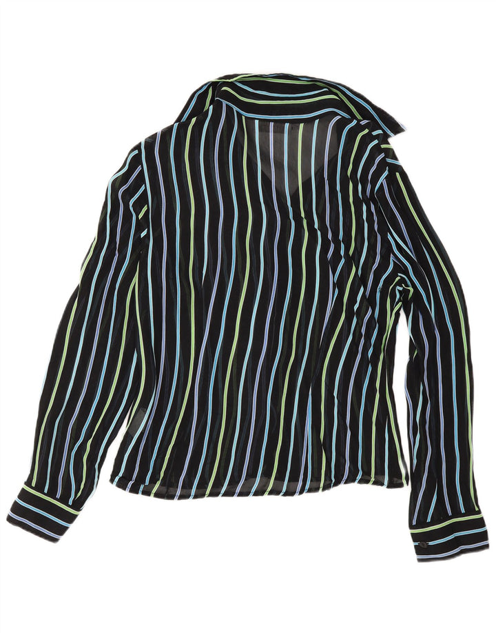 Vintage Womens See Through Shirt Blouse IT 42 Medium Black Striped