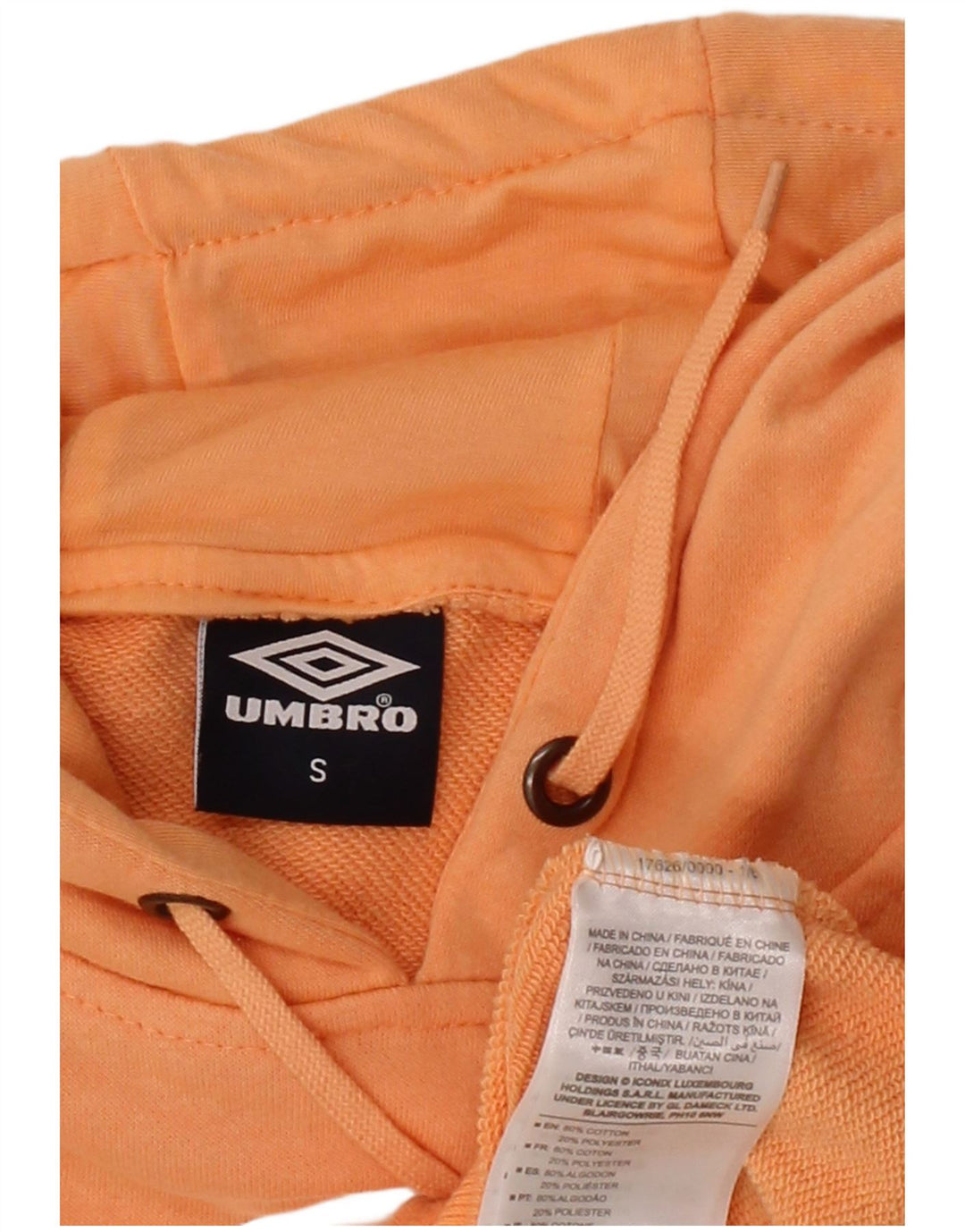 UMBRO Mens Graphic Hoodie Jumper Small Orange Cotton