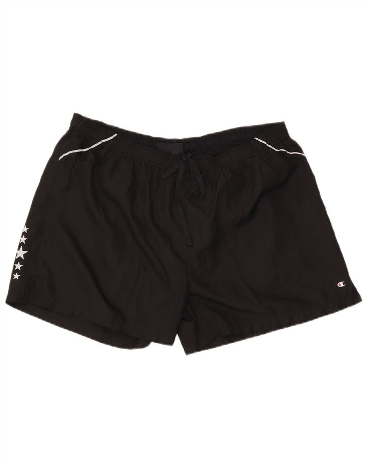Pantaloncini sportivi regolari con grafica da donna Champion UK 14 Large Nero Poliestere