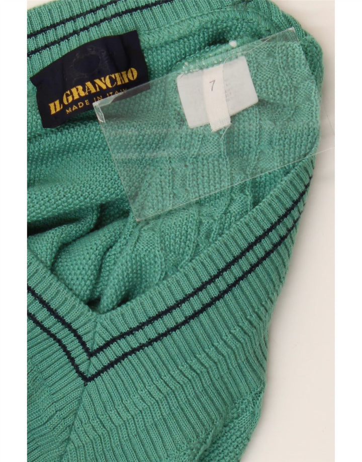 Il Granchio Mens V-Neck Jumper Sweater Medium Green