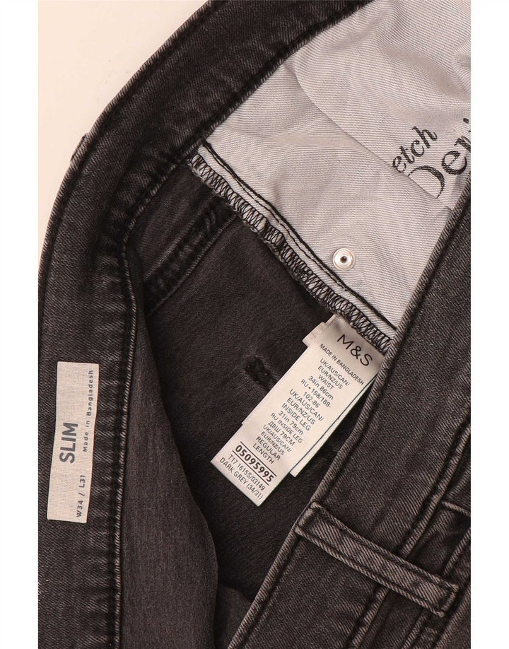 Marks & Spencer Mens Slim Jeans W34 L31 Grey Cotton