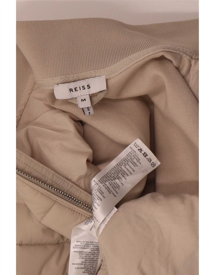Reiss Mens Padded Tracksuit Top Jacket Medium Beige Cotton