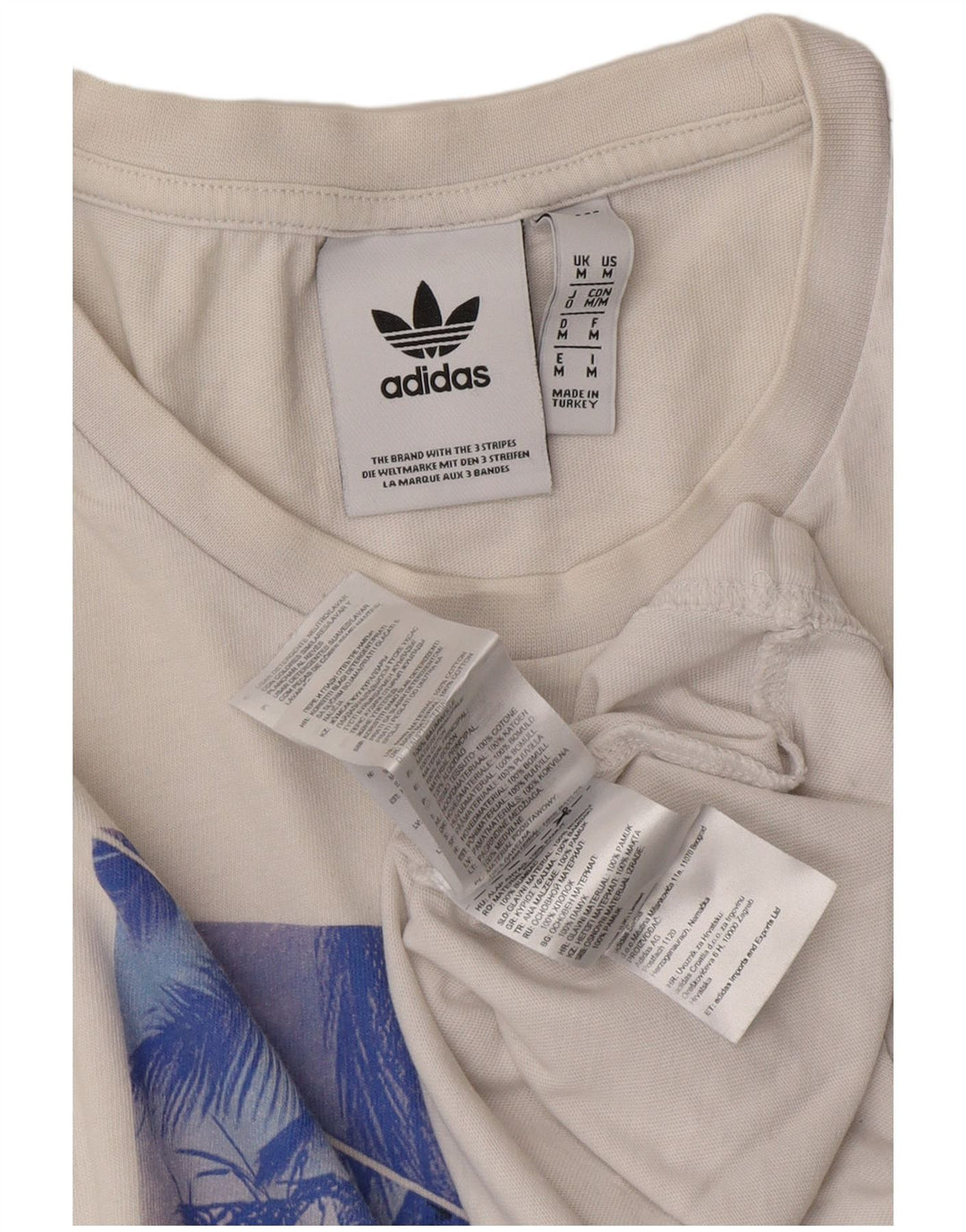 ADIDAS Mens Graphic T-Shirt Top Medium White Cotton