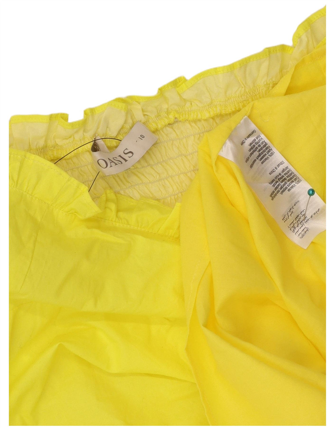 Oasis Womens Strapless Dress UK 10 Small Yellow Viscose