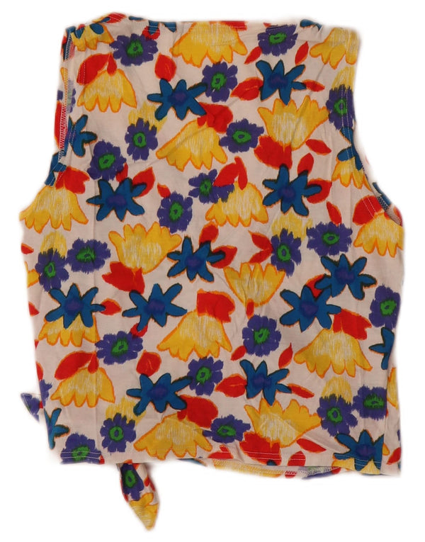 Colmar Womens Wrap Crop Top UK 14 Große mehrfarbige Blumen-Baumwolle