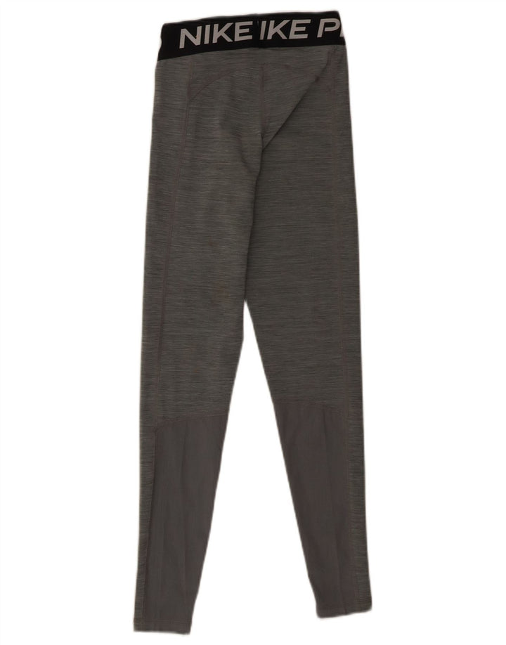 NIKE Womens Dri Fit Graphic Leggings UK 6 XS  Grey Polyester