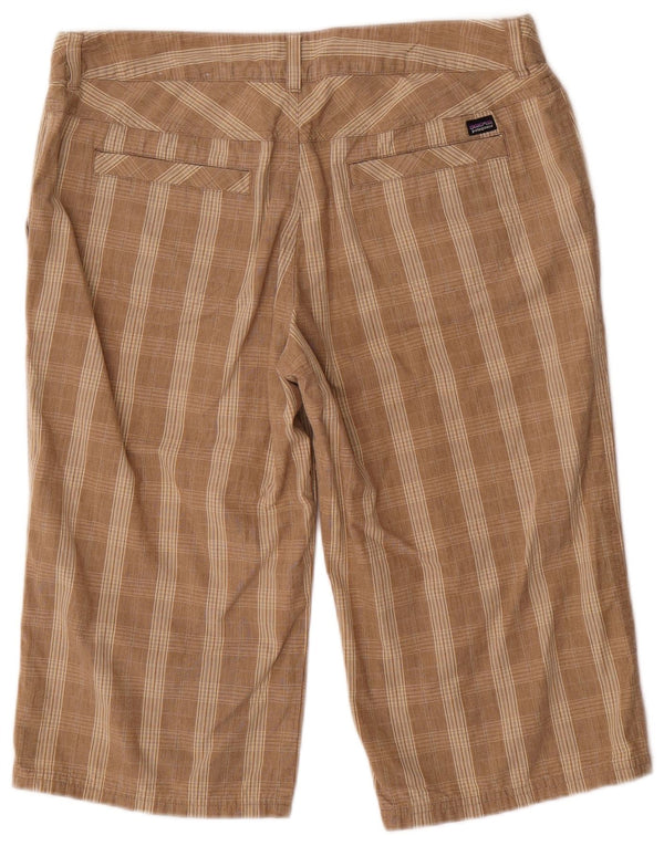 Patagonia Womens Bermuda Shorts US 12 Large W32 Beige Check Cotton