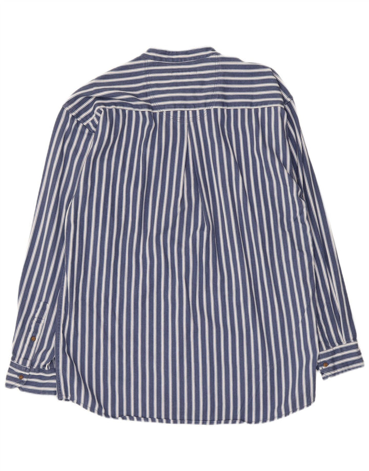 Civilian Mens Pullover Shirt Medium Navy Blue Striped Cotton