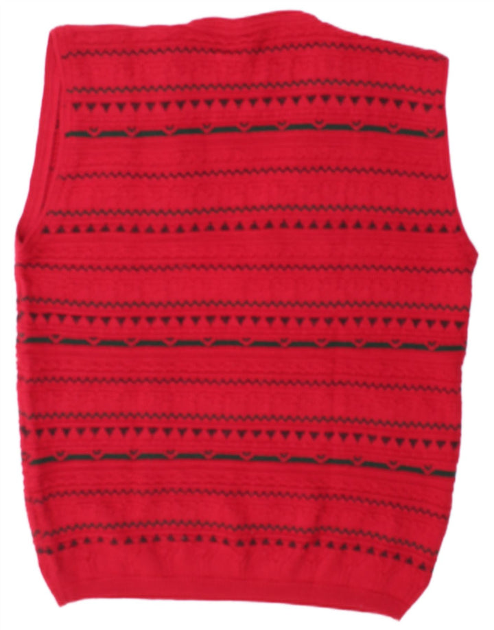 Vintage Mens Vest Tank Top XL Red Geometric