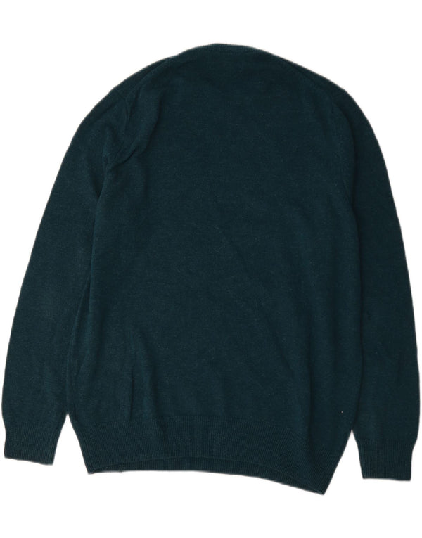 Pulover Marks & Spencer pentru bărbați, cu gât roșu, XL, lână de miel verde