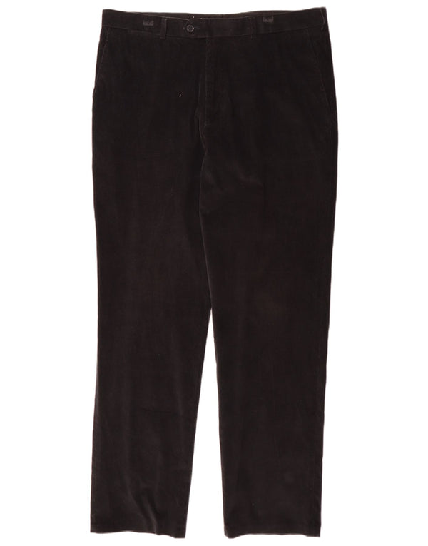 Vintage Mens Straight Corduroy Trousers IT 48 Medium W36 L34 Black Cotton