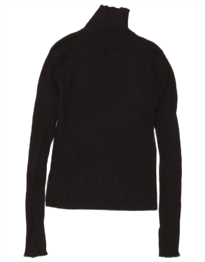 Zara Dame Turtle Neck Jumper Sweater UK 12 Medium Black Viscose