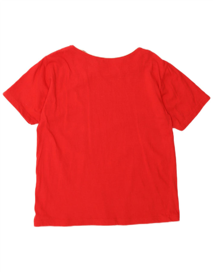 VINTAGE Womens Blouse Top UK 16 Large Red Cotton Vintage Vintage and Second-Hand Vintage from Messina Hembry 
