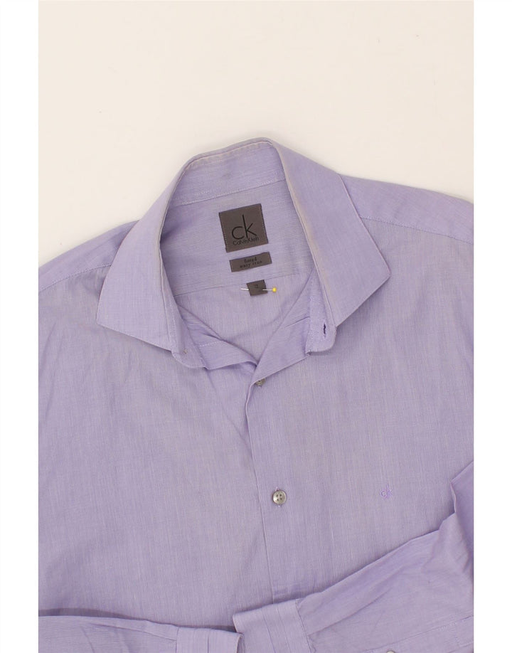 CALVIN KLEIN Mens Fitted Shirt SIze 15 Medium Purple Cotton Vintage Calvin Klein and Second-Hand Calvin Klein from Messina Hembry 