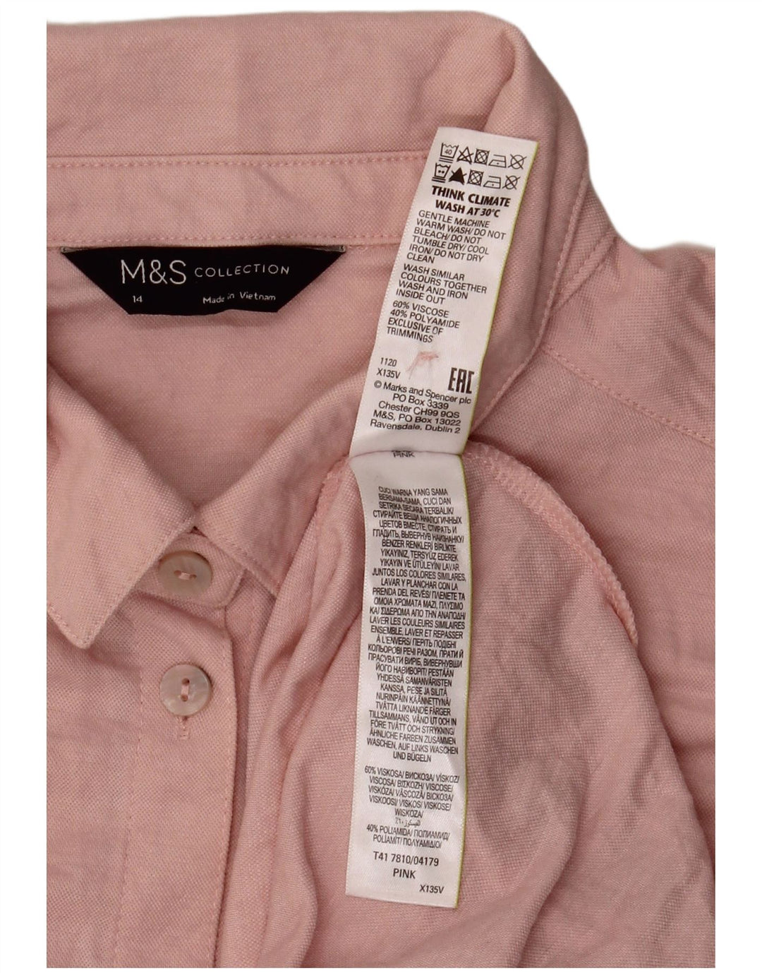 Marks & Spencer Chemise surdimensionnée à manches courtes pour femme UK 14 Large Rose