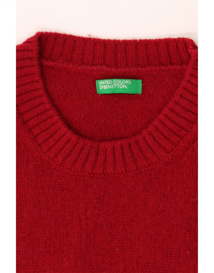 BENETTON Womens Crew Neck Jumper Sweater UK 14 Medium Red Vintage Benetton and Second-Hand Benetton from Messina Hembry 