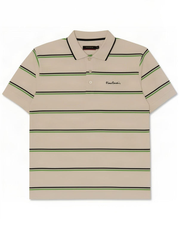 Pierre Cardin Polo Homme Grand Coton Rayé Blanc