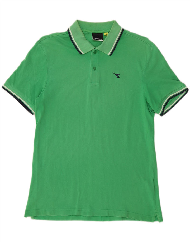 DIADORA Mens Polo Shirt Medium Green Cotton