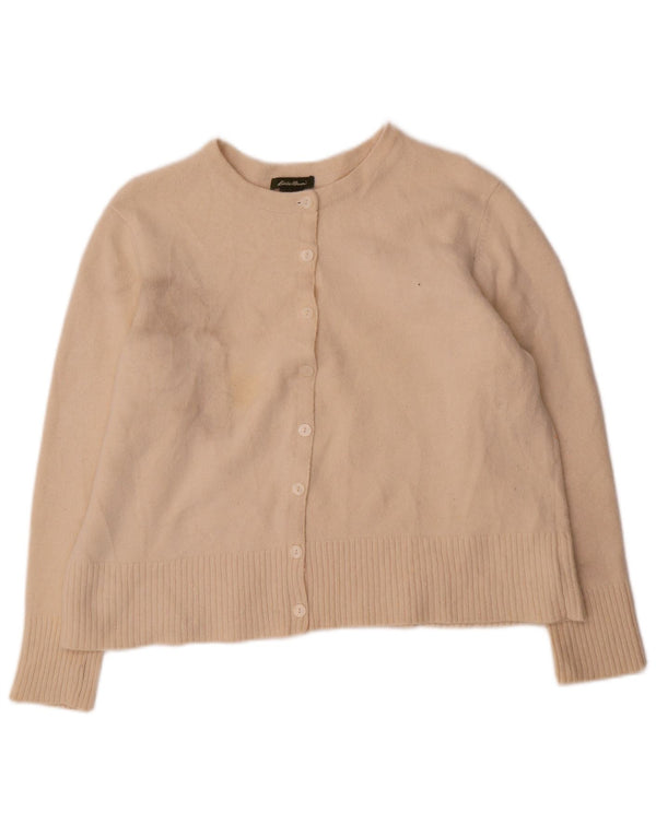 Pulover cardigan crop pentru femei Eddie Bauer UK 20 2XL Lână bej