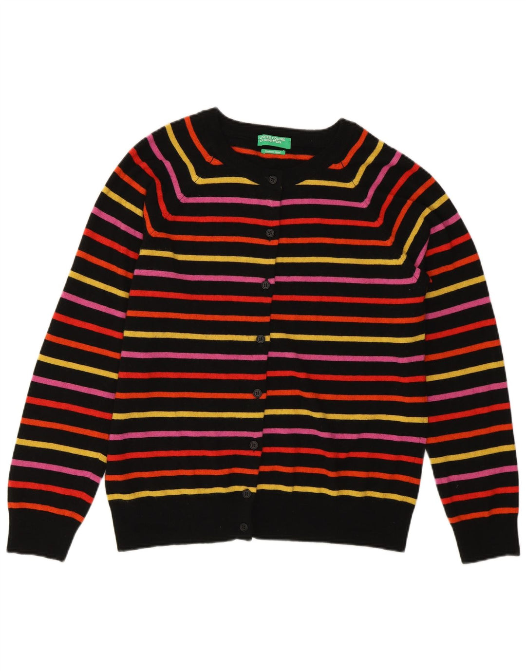 Benetton Womens Cardigan Sweater UK 14 Medium Multicoloured Striped