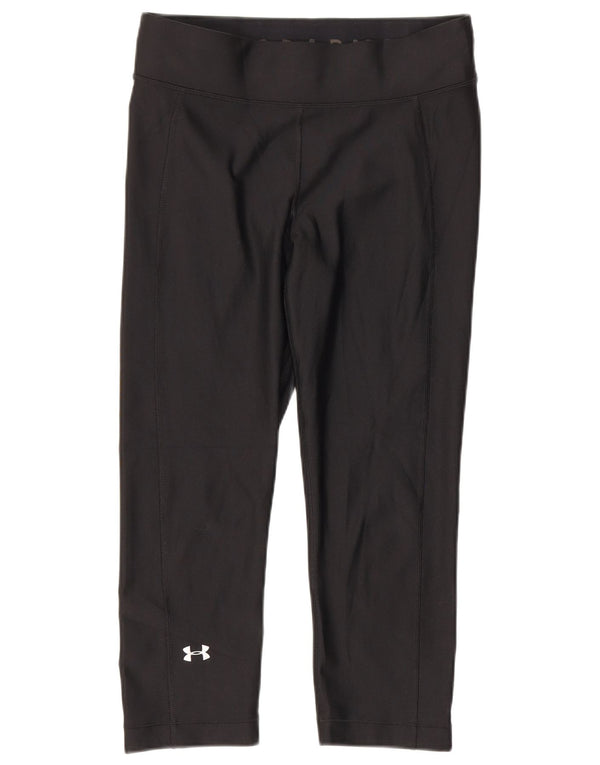 Under Armour Womens Heat Gear Capri Leggings UK 12 Medium Black Polyester