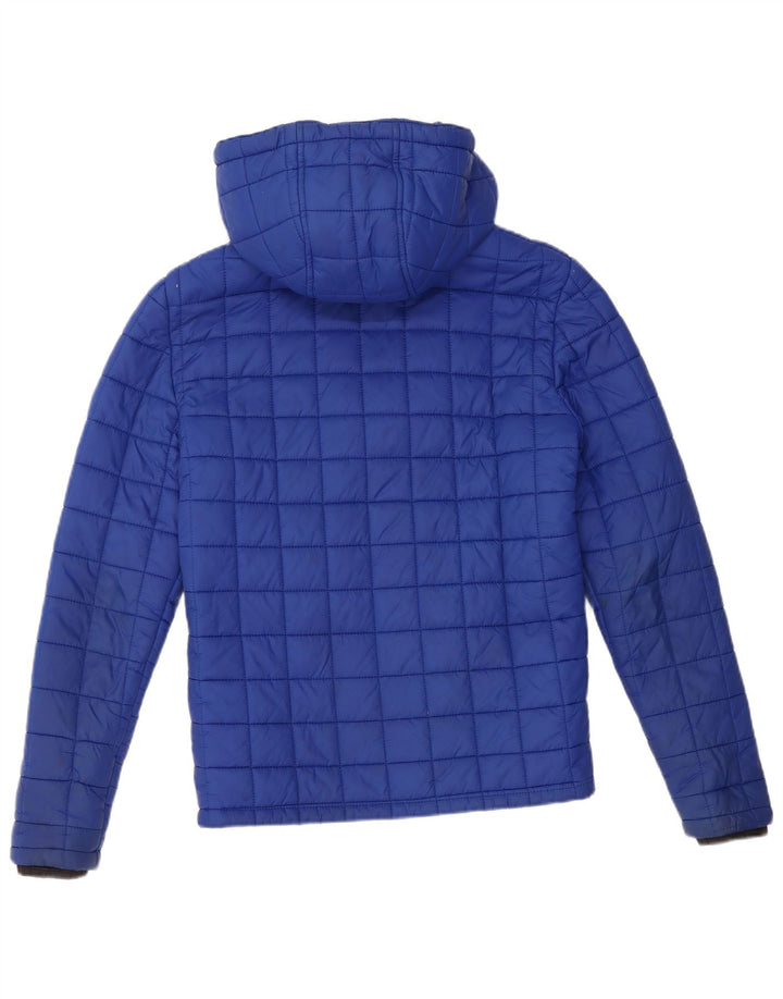 Superdry Womens Hooded Padded Jacket UK 10 Small Blue Nylon