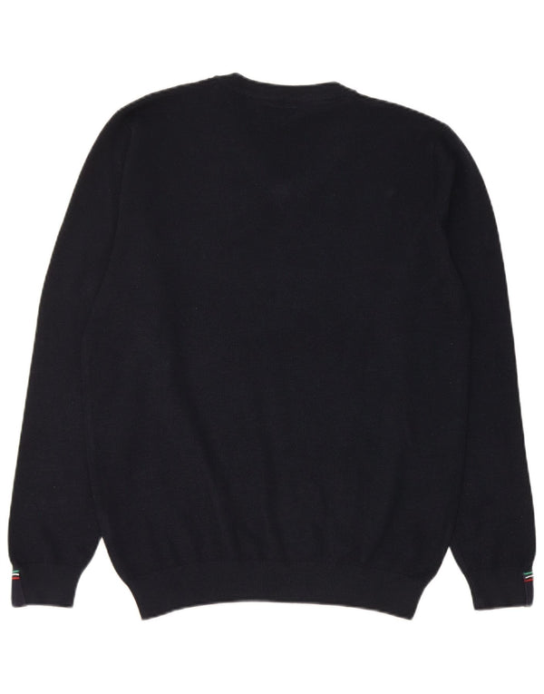 Avirex Mens V-Neck Jumper Sweater Medium Navy Blue Viscose