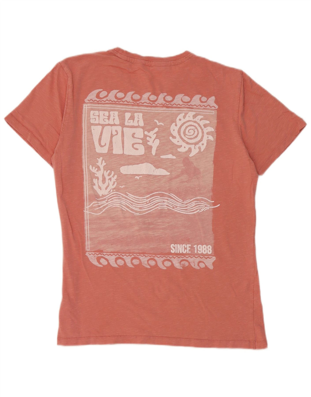 Fat Face Mens Regular Graphic T-Shirt Top Small Pink Cotton