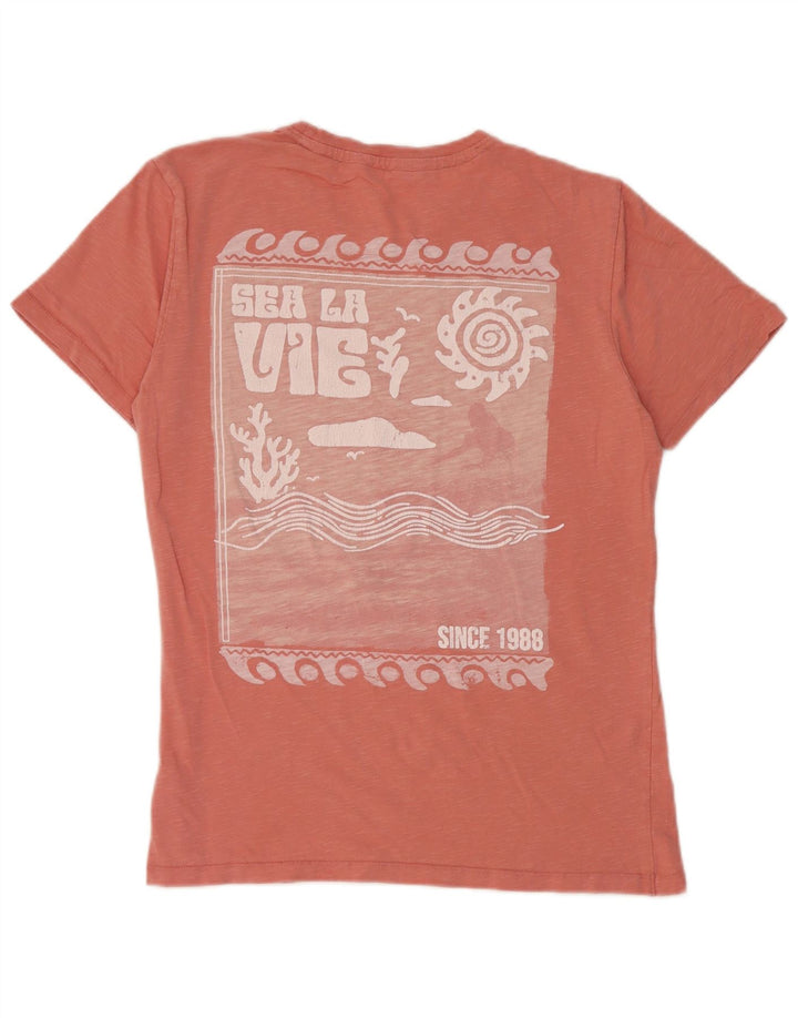 Fat Face Mens Regular Graphic T-Shirt Top Small Pink Cotton