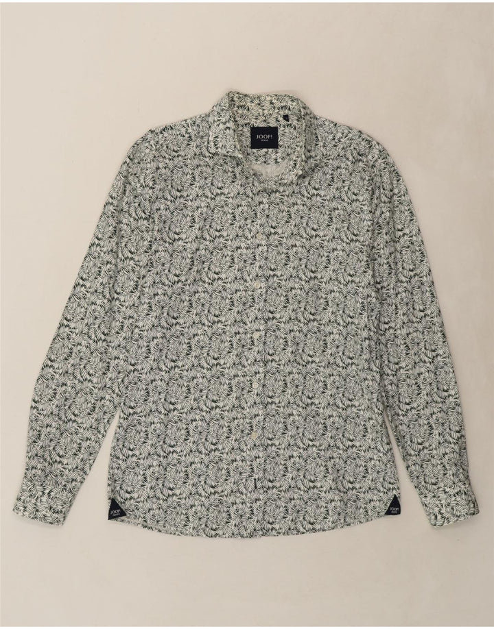 JOOP Mens Abstract Pattern Shirt Medium White Cotton Vintage Joop and Second-Hand Joop from Messina Hembry 