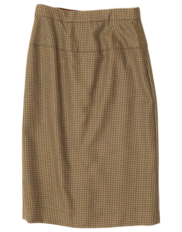 Vintage Γυναικεία Ψηλόμεση Midi Φούστα W28 Medium Khaki Houndstooth