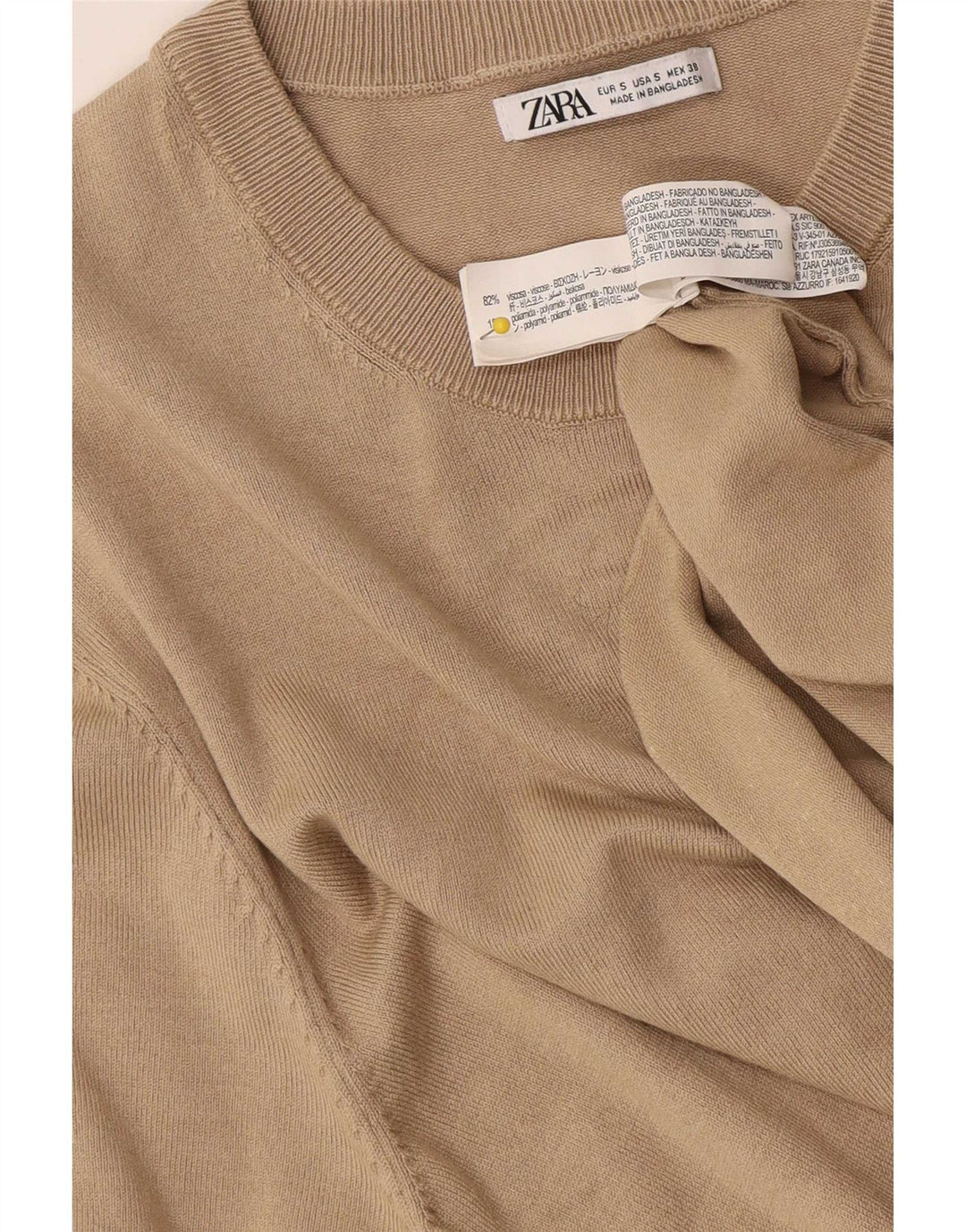 T-shirt Zara da uomo Top Small in viscosa beige