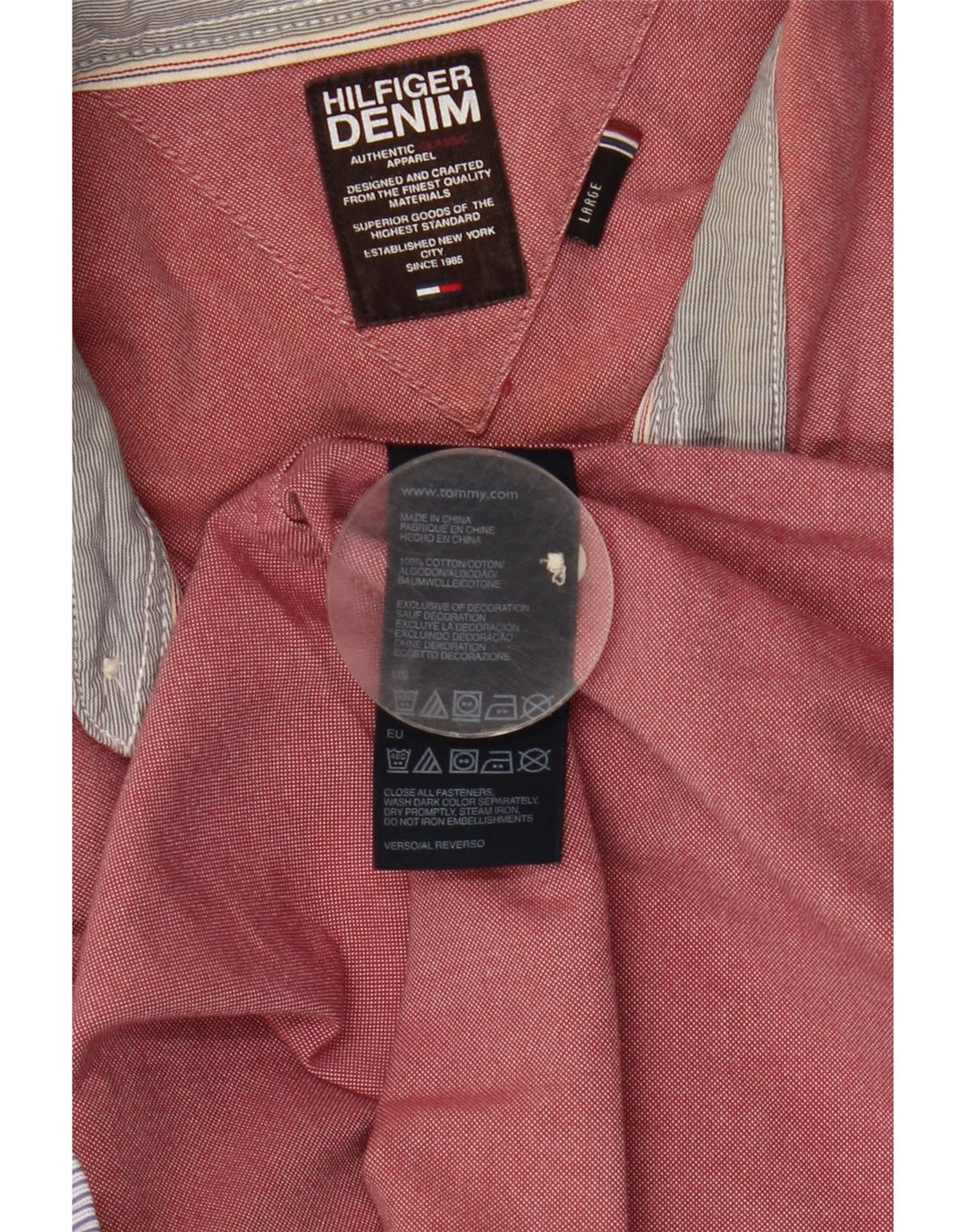Tommy Hilfiger Herren-Hemd, groß, rosa, Baumwolle