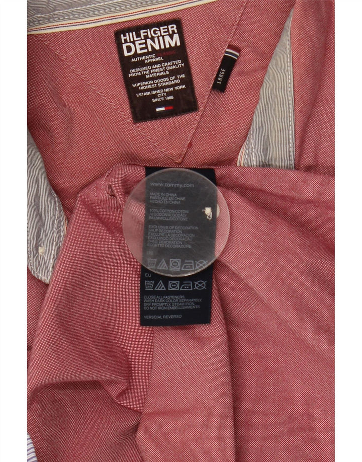 Tommy Hilfiger Herren-Hemd, groß, rosa, Baumwolle